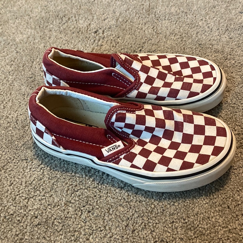 Vans check slip on 11.5 (12) maroon white
